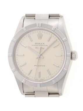 Rolex Air King Silver Engine Turned Bezel Stainless Steel Automatic